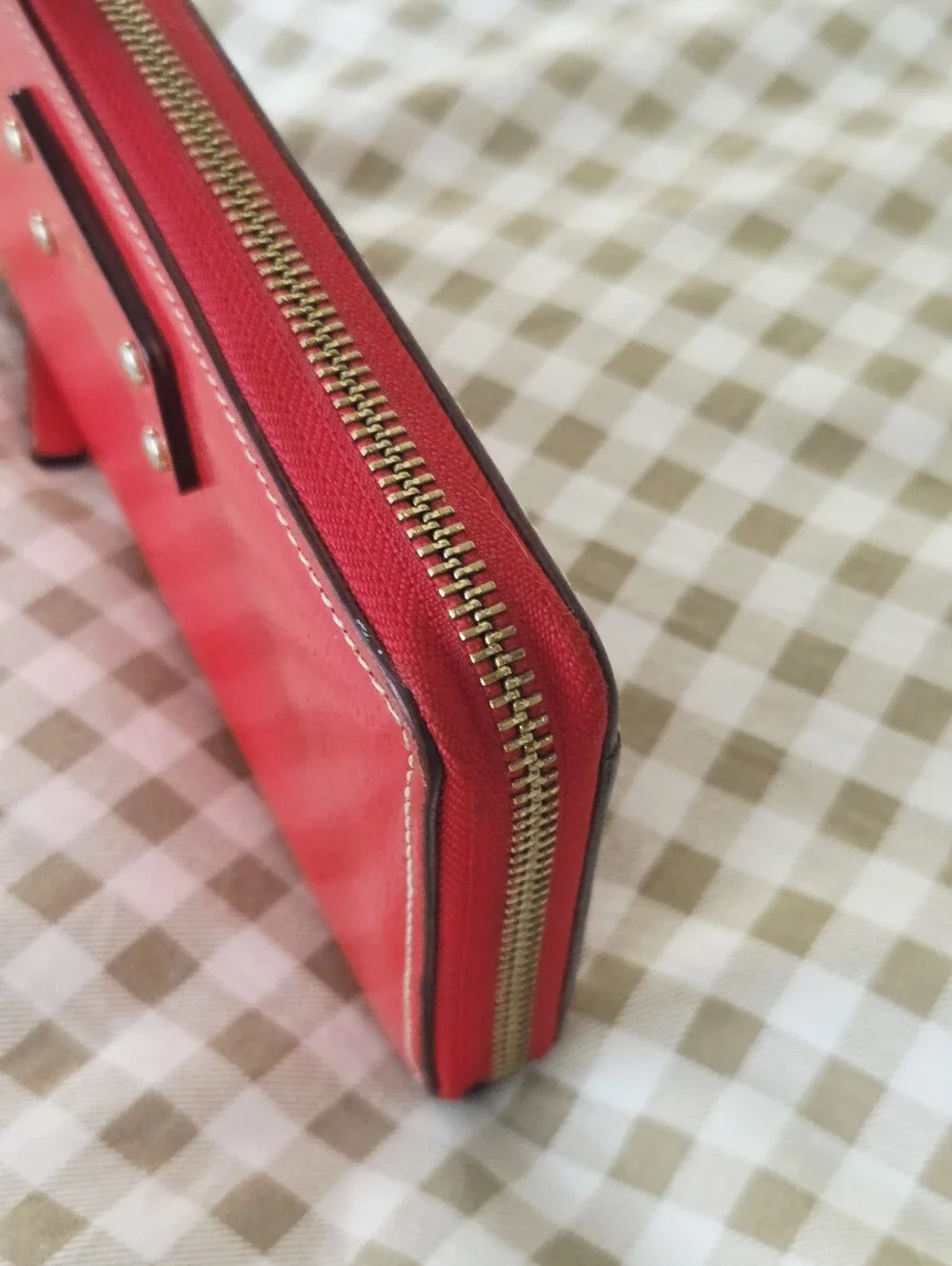 Kate Spade Wellesley Neda Red Pebbled Leather Zip-Around Wallet